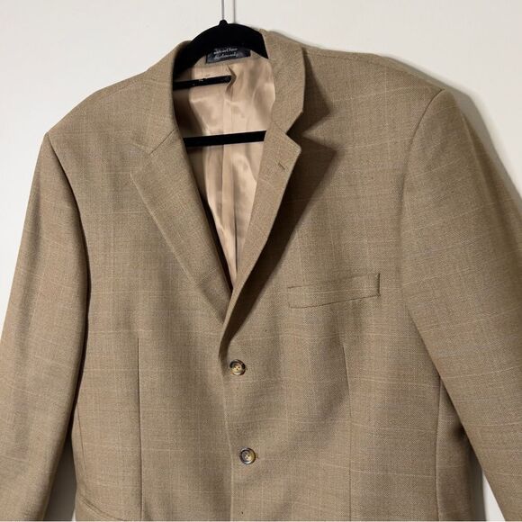 GiaFranco Ruffini Duomo Men’s  Wool Tan Sports Blazer Jacket Size 44L - Picture 3 of 10